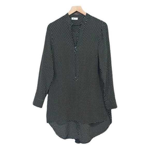 Saks Fifth Avenue Silk Polka Dot High Low Tunic Top Size 6 - Picture 2 of 11